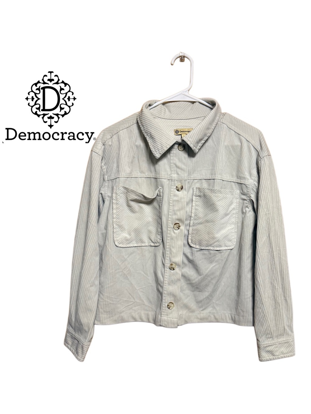🤍✨ NWOT Democracy Ivory Corduroy Cropped Shacket Boutique Luxe Jacket S Normcore